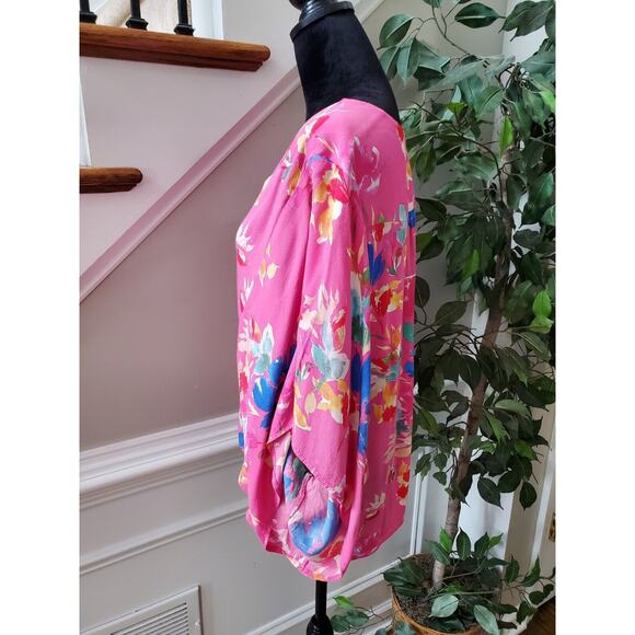 Vici Women Pink 100% Rayon V-Neck 3/4 Sleeve Buttons Front Casual Shirt Size L - Picture 6 of 11